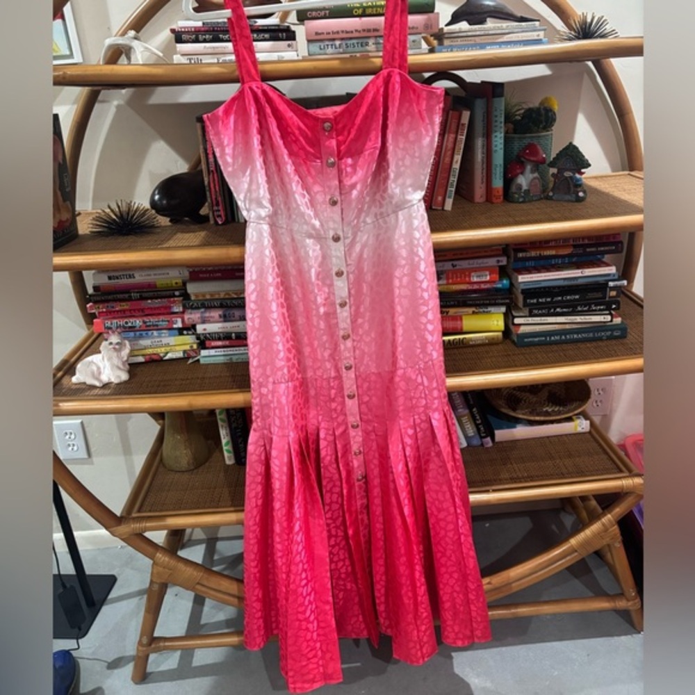 SALONI Pink and Red Ombre Midi Dress